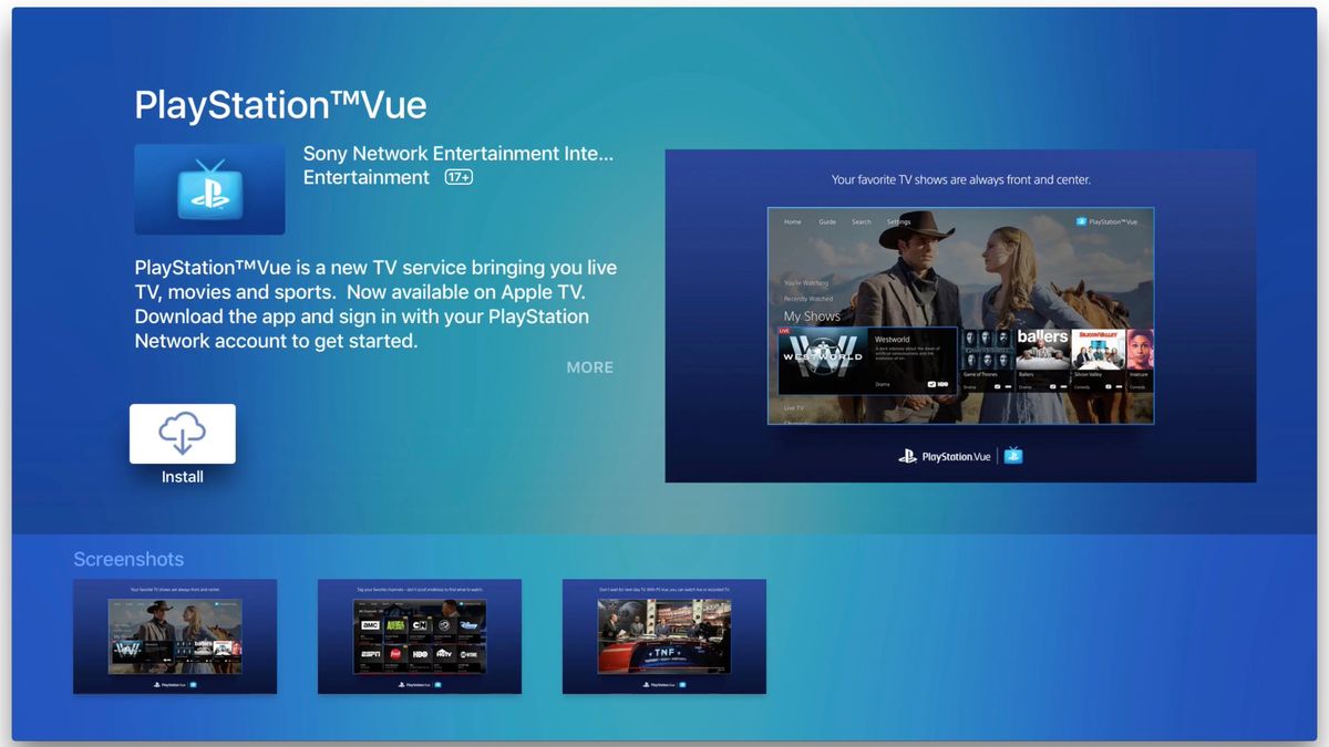 Sony brengt de PlayStation Vue-app uit op Apple TV voor het streamen van livekanalen
