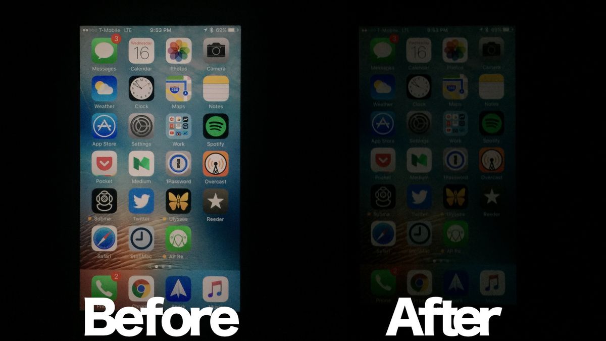 Przyciemniony ekran iPhone
